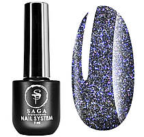 Світловідбивний гель-лак SAGA Fiery Gel №18, 9 мл - Синій з різнокольоровим шимером