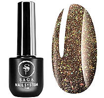 Світловідбивний гель-лак SAGA Fiery Gel №20, 9 мл - Коричневий з різнокольоровим шимером