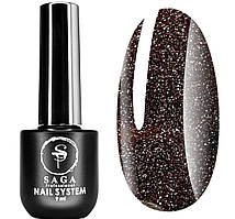 Світловідбивний гель-лак SAGA Fiery Gel №21, 9 мл - Темно-коричневий з шимером