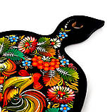 Дошка сувенірна Петриківський розпис із дерева ручної роботи 19х29см з малюнком ПІВНИК у КВІТАХ Україна, фото 8