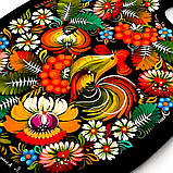 Дошка сувенірна Петриківський розпис із дерева ручної роботи 19х29см з малюнком ПІВНИК у КВІТАХ Україна, фото 9
