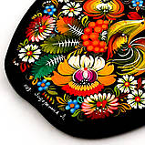 Дошка сувенірна Петриківський розпис із дерева ручної роботи 19х29см з малюнком ПІВНИК у КВІТАХ Україна, фото 10