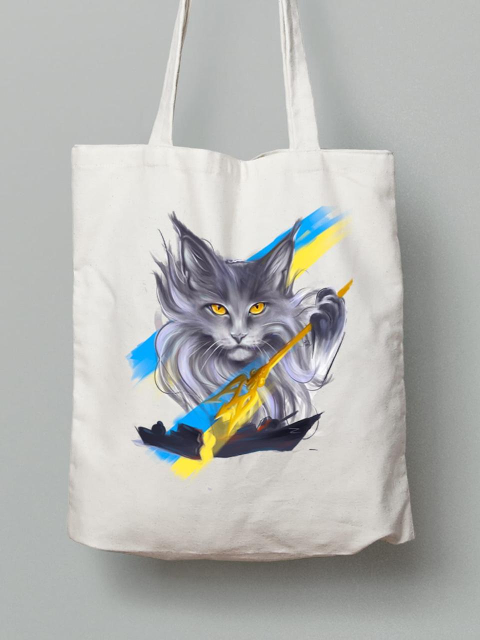 Екосумка з бавовни 38х40см з принтом "Нептун" (220406), фото 1