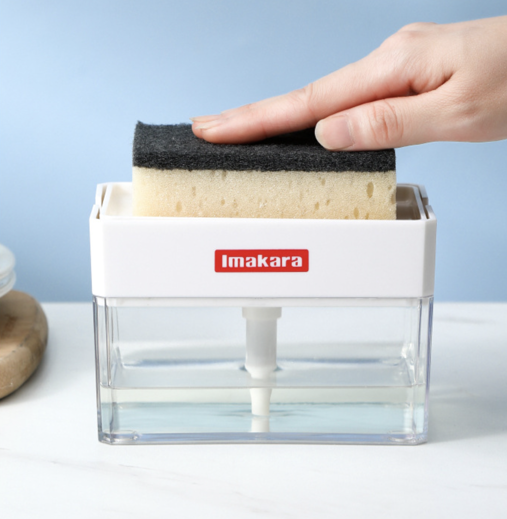 Органайзер для кухні / Органайзер з дозатором для мила / Підставка для миття посуду / Підставка для губки з дренажем Білий, фото 1