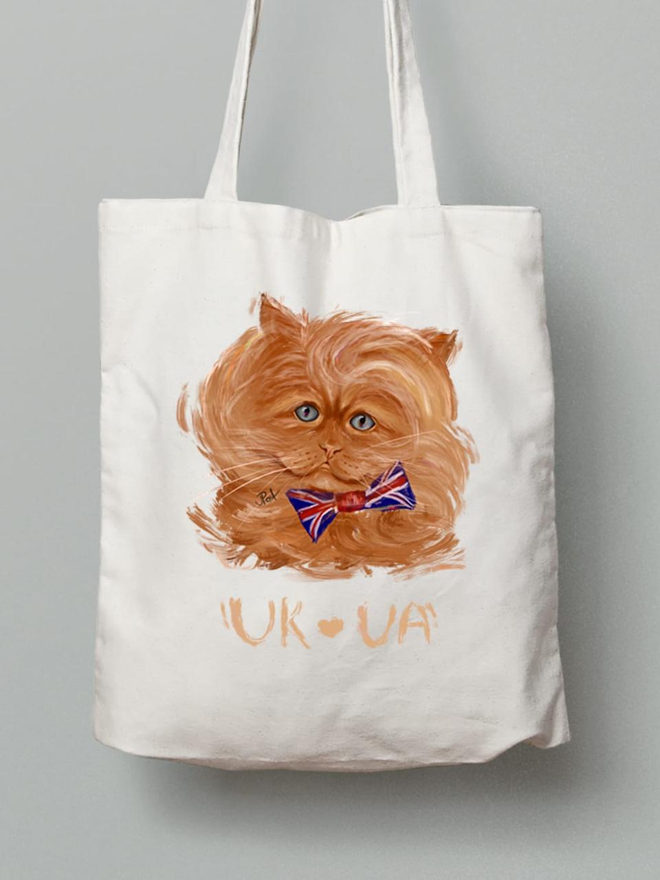 Екосумка з бавовни 38х40см з принтом Українські коти "UK Love UA" (220617)