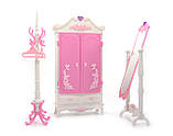 Меблі для Барби 2609 вбиральня, шафа, дзеркало. вішалка для одягу, фото 2