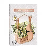 Свічка таблетка Classic Flowers , Bispol 6 штук в коробці