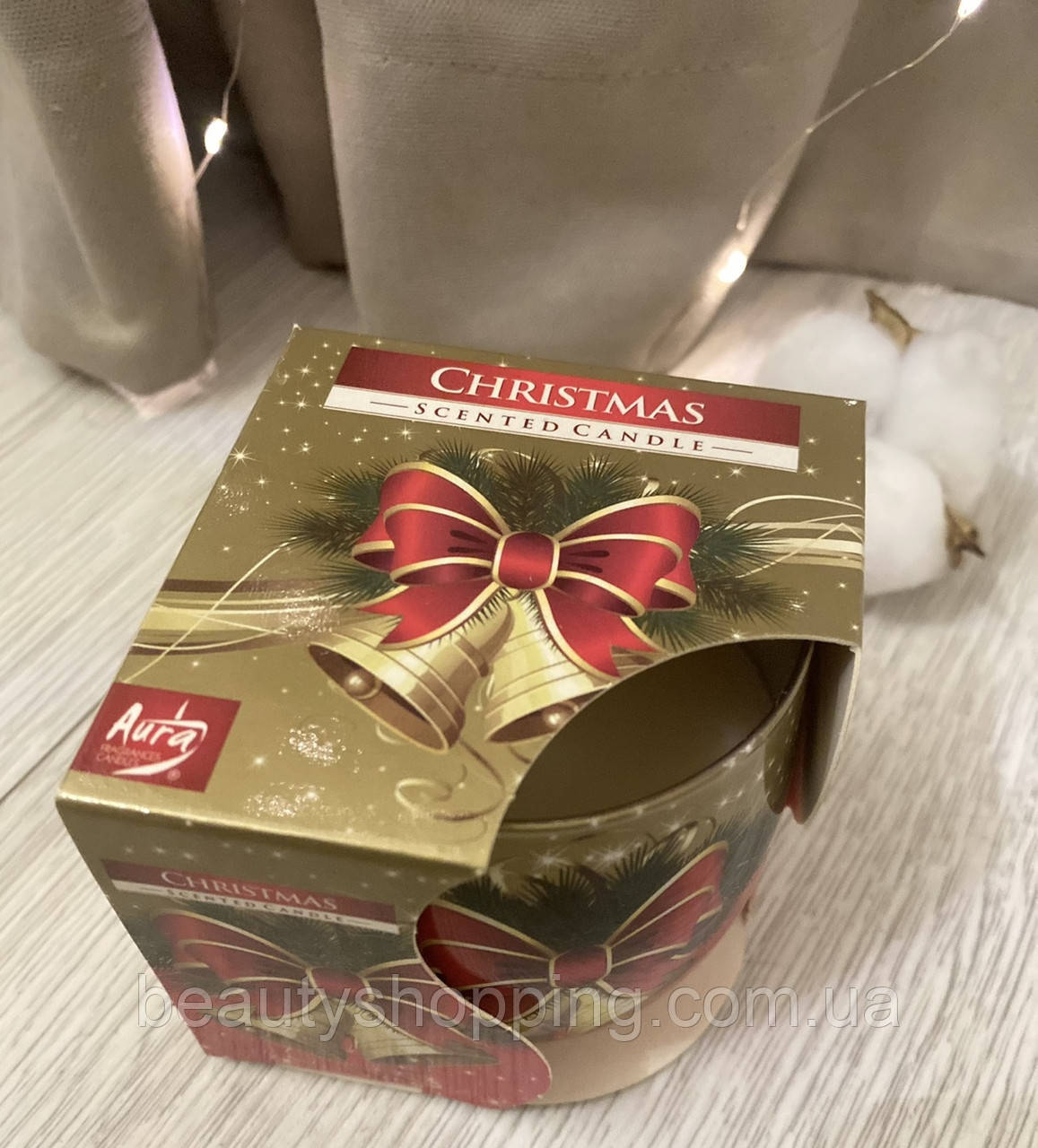 Свічка ароматизована в стакані "Christmas" 20 годин горіння 100g Aura Bispol