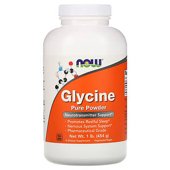 Now Foods, Гліцин, амінокислота Glycine, чистий порошок, 454 г