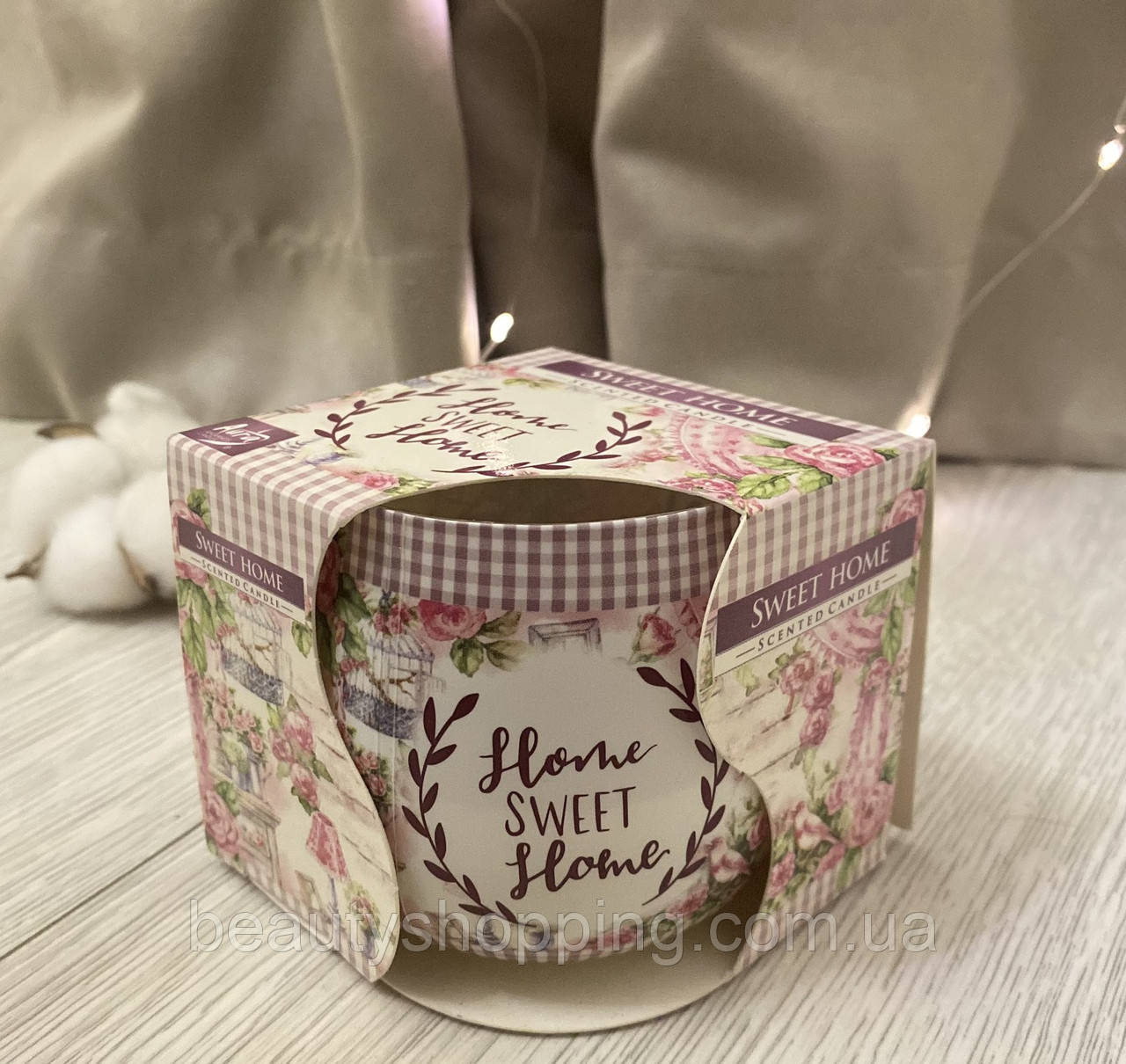 Свічка ароматизована у склянці "Sweet Home Sweet" 20 годин горіння 100g Aura Bispol