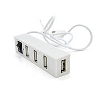 Хаб YT-HUB4-W USB 2.0 4 порта, White, 480Mbts живлення від USB, Blister Q200