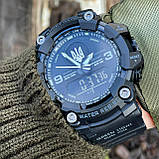 Тактичний багатофункціональний годинник з подвійним часом Patriot 001 Black Silver Ukraine + Box, фото 9