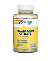 Магній цитрат для дорослих у рослинних капсулах, Magnesium Citrate, Solaray, 180 капсул, 400 мг