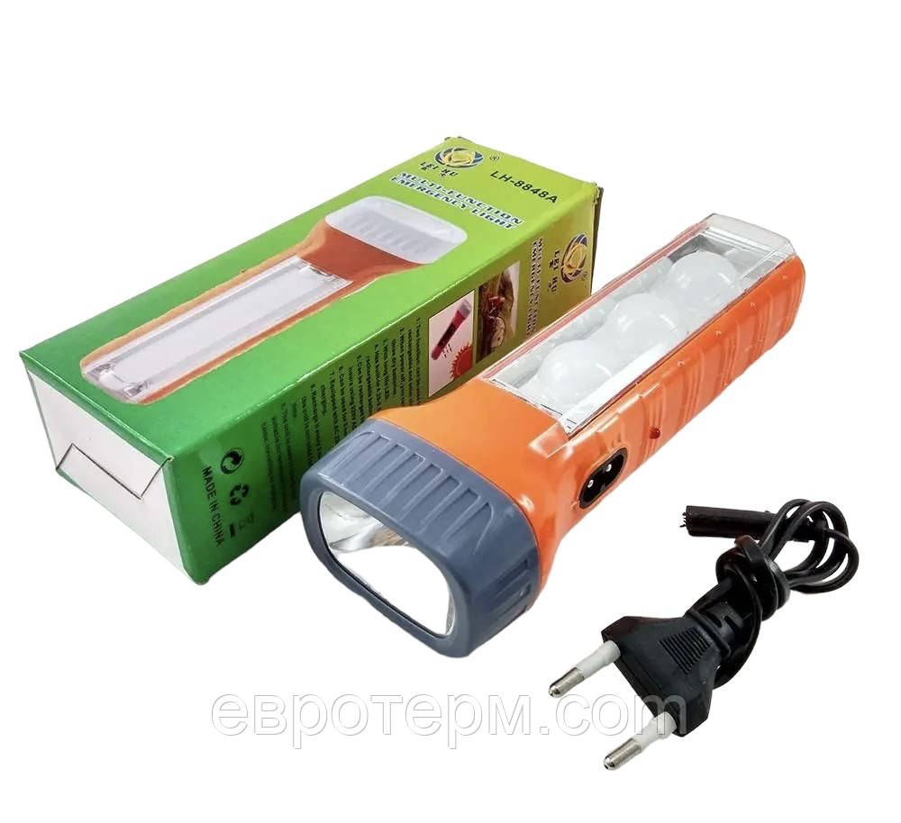 Ліхтар ручний акумуляторний Lei Hu LH-8818 LED-COB, заряджання 220 В, сонячна панель