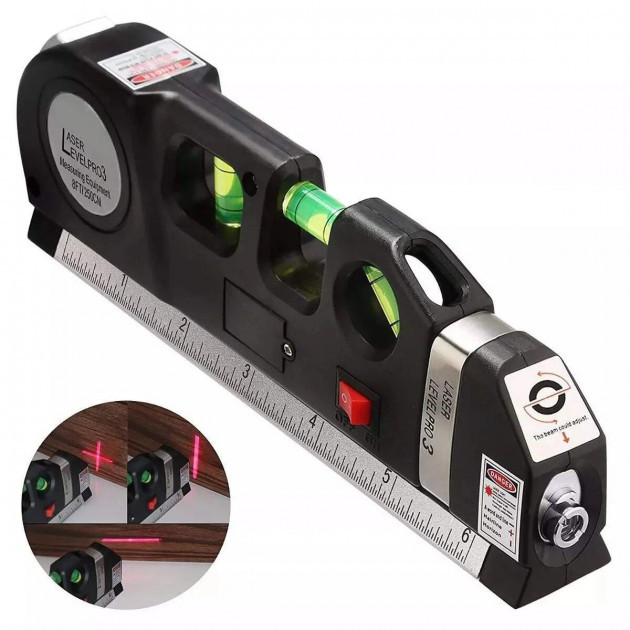 Лазерний рівень Нівелір Fixit Laser Level Pro 3 з вбудованою рулеткою та рівнем