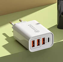 Зарядний пристрій для смачних пристроїв, з Type C + 3 USB-портами, Немає швидкого заряджання!!, фото 4