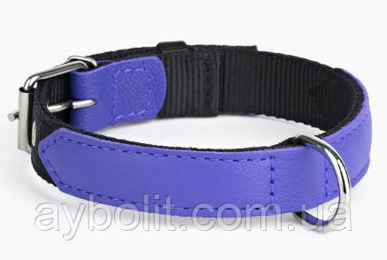 Нашийник KARELINE з нейлону та натуральної шкіри 45 мм 510-640 мм (блакитний) (4823101308860), фото 1