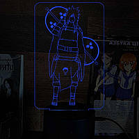 Акриловый 3D светильник-ночник Мадара Учиха "Наруто" синий