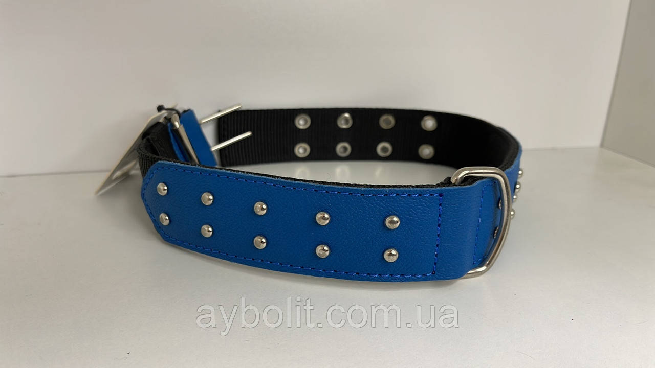 Нашийник KARELINE з нейлону та натуральної шкіри з прикрасами з металу 45 мм 510-640 мм(4823101309287), фото 1