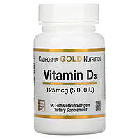 California Gold Nutrition, витамин D3, 125 мкг (5000 МЕ), 90 капсул