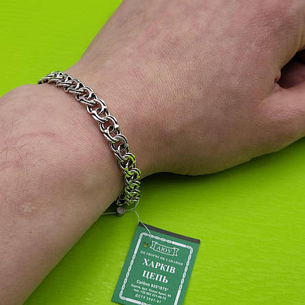 Срібний браслет на руку плетіння бісмарк Срібло 925 проби ланцюжок, фото 2