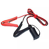 Кабель перехідник крокодили на прикурювач 1 метр (кабель 2 мм, якісні крокодили, розетка), фото 2