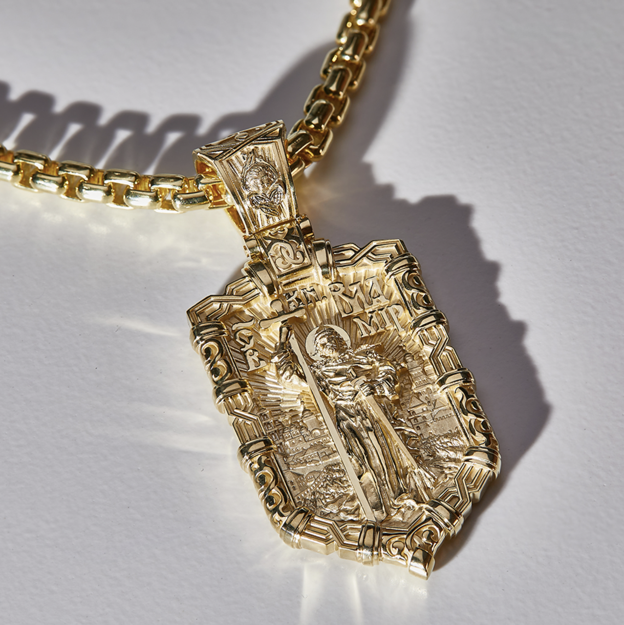 Натільна ікона образ Святий Володимир з жовтого золота (Вага: 45 гр.)