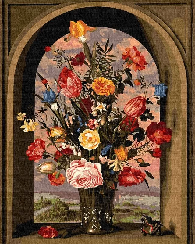 Картина за номерами 40х50 см. Композиція з квітів ©Ambrosius Bosschaert de Oude. Ідейка. КНО2075