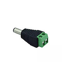 Роз'єм Dc, штекер живлення 5.5x2.1 мм, кабель під гвинт, корпус пластик