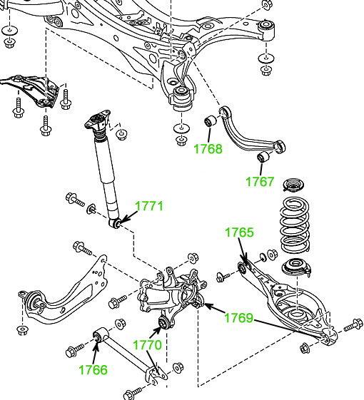 17-67 Сайлентблок заднего поперечного рычага (бумеранг) наружный Mazda 3, 6, CX-5; KD3528500 - фото 3 - id-p1740832943