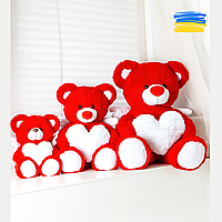 Плюшевая мягкая игрушка медведь Ангелочек 150см Красивый мишка красный с сердечком Лучший подарок для девушки