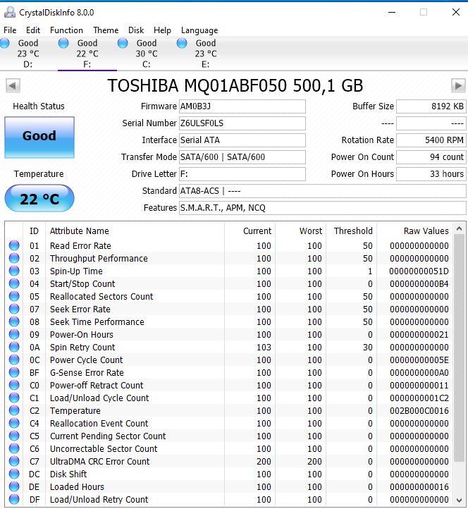 Как новый 2.5 жесткий диск 500GB Toshiba SATA 3 MQ01ABF050 для ноутбуков - фото 2 - id-p1740843951