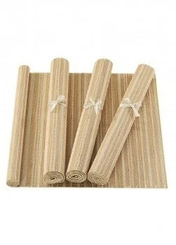 Килимок бамбуковий Meradiso 35 x 50 см 4 штуки бежевий, фото 1