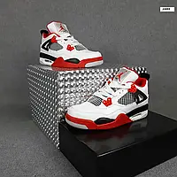 Мужские кроссовки Nike Найк Air Jordan 4, белые с красным 43 (27,5 см)