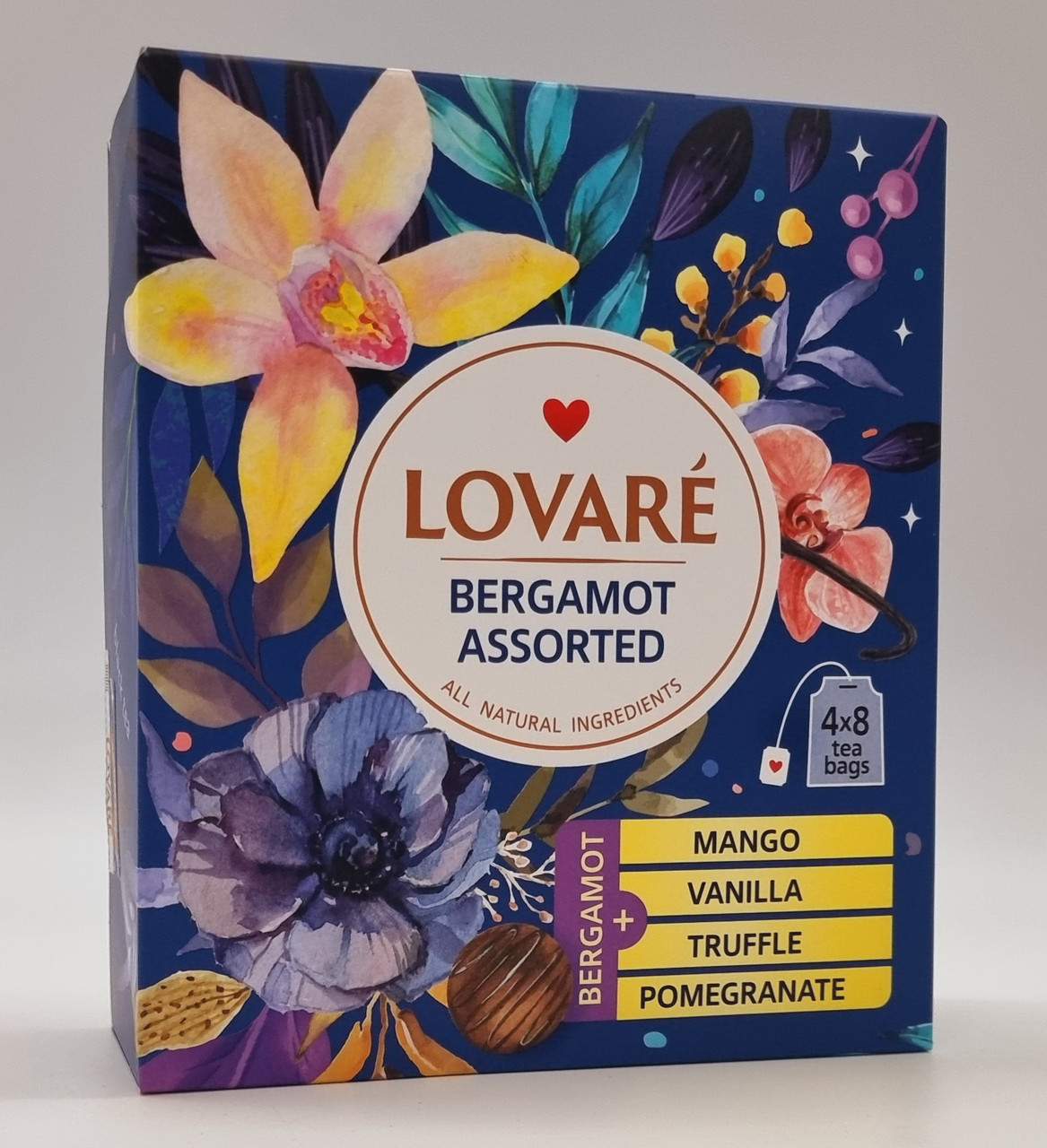 Асорті з чорного чаю з бергамотом Lovare 32 пакетики (4х8)