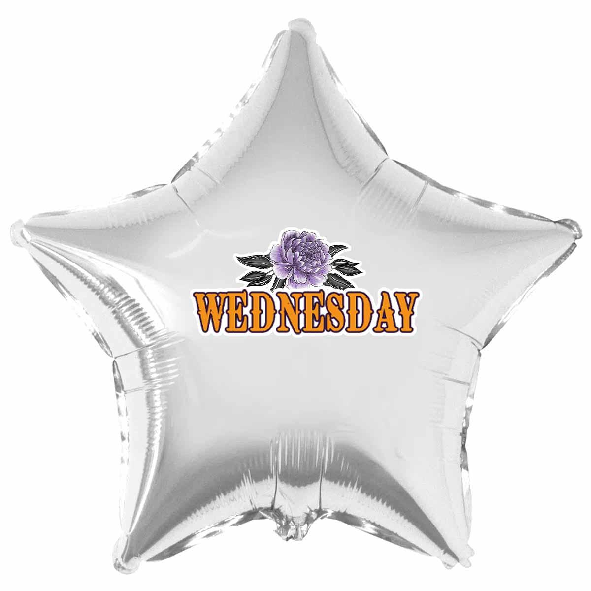 Наклейка "Венсдей / Венздей / Уенсдей Аддамс" лого з трояндою на кулю 18" (поштучно, без кулі), фото 1