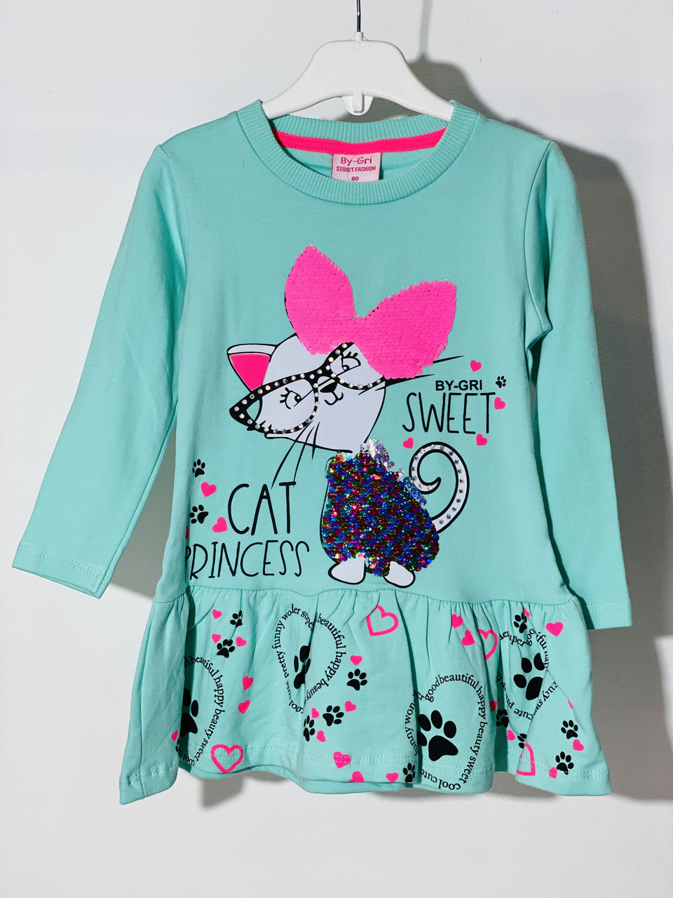 Туніка для дівчинки утеплена By-Gri 16780 86 см Зелений