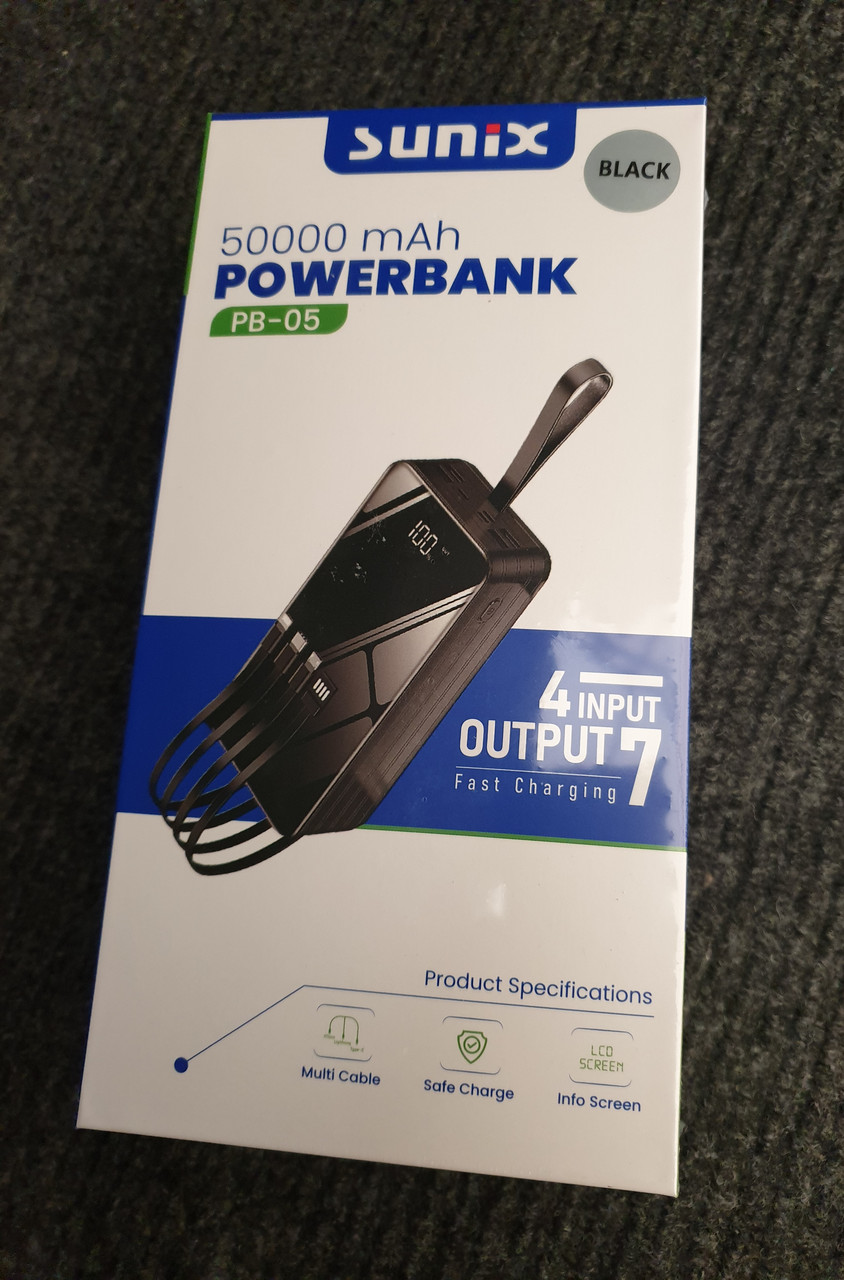 Портативна мобільна батарея підвищеної ємності Sunix 50000 mAh