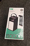 Портативна мобільна батарея підвищеної ємності Super power bank with built- in charging cable 80000 mAh, фото 8