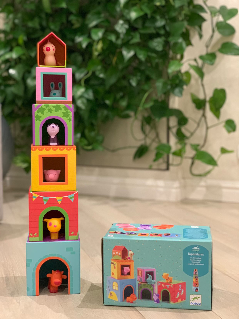 Гра Djeco Топанимо ферма 6 кубиків+6 тварин Topanifarm DJ09108, фото 1