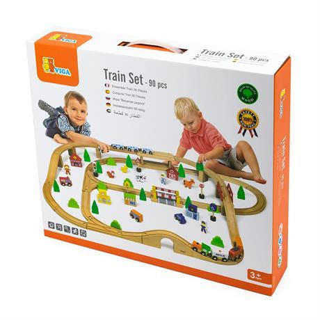 Дерев'яна залізниця Viga Toys 90 деталей (50998) (дитяча залізна дорога), фото 2