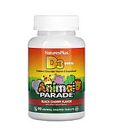 NaturesPlus, Source of Life, Animal Parade, вітамін D3, з натуральним вишневим смаком, 500 МО, 90 таблеток