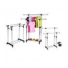 Підлогова, подвійна телескопічна вішалка-стійка для одягу Double Bar Rack Hight Ajustable (30 кг).Уцінка!!! Лучшая цена, фото 9
