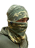 Комплект: Баф + шапка тактичні військові зимові на флісі, комплект армійський теплий розмір 58-61 піксель