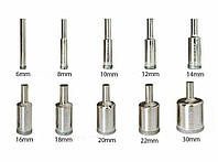 Набор сверл, коронки по стеклу и керамике 10 шт 6-30мм