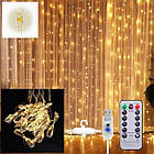 Гірлянда штора USB 3х2 м з пультом на мідному дроті та гачками для кріплення 200L W Теплий білий Лучшая цена, фото 2