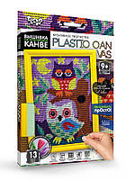 Вышивка на пластиковой канве с багетной рамкой Danko Toys Plastic Canvas: Влюбленные Совы мулине творчество