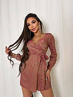 Вечернее блестящее шикарное платье мини из люрекса