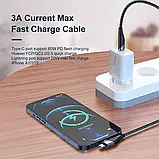 Кабель  два в одному Type-C to Type-C/Lighning (1.2 м) PD 60W  шнур для швидкої зарядки iPhone, смартфона, ноутбука, фото 7
