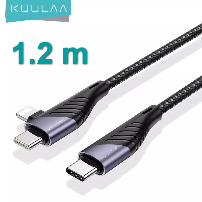 Кабель  два в одному Type-C to Type-C/Lighning (1.2 м) PD 60W  шнур для швидкої зарядки iPhone, смартфона, ноутбука, фото 1